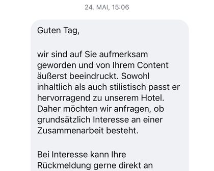 Kooperationsanfrage eines Hotels